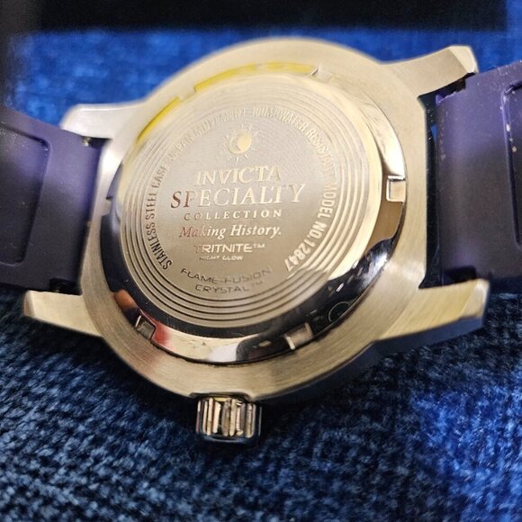 Invicta Specialty Men Blue Silicone Band Gold Silver Watch 12847 - Picture 5 of 5